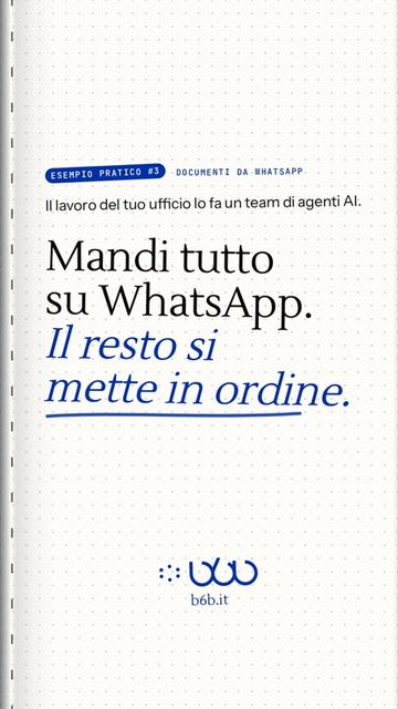 Pagina di apertura dell'esempio pratico 3: Mandi tutto su WhatsApp, il resto si mette in ordine.